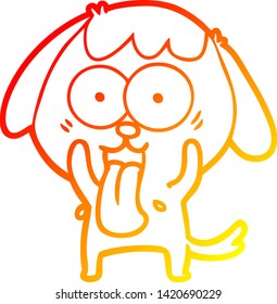 warm gradient line drawing of a cute cartoon dog