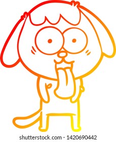 dibujo de línea de gradiente cálido de un perro de dibujos animados lindo