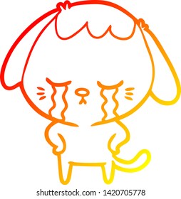 dibujo de línea de gradiente cálido de una tira de cachorro adorable llorando
