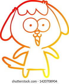 warm gradient line drawing of a cute cartoon dog