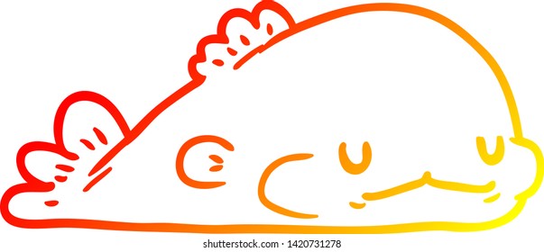 dibujo de línea de gradiente cálido de un pez lindo