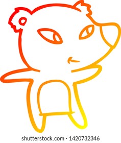 dibujo de línea de gradiente cálido de un oso de dibujos animados lindo