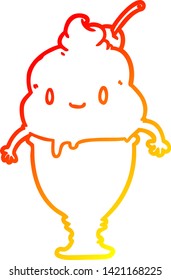 dibujo de línea de degradado cálido de un helado lindo