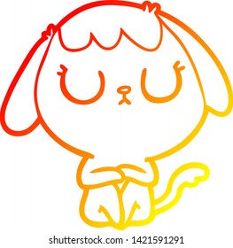 warm gradient line drawing of a cute cartoon dog