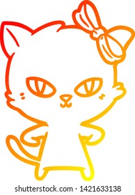 warme Farbverlauf-Linienzeichnung einer süßen Cartoon-Katze