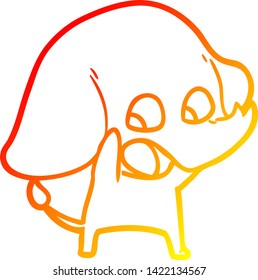 dibujo de línea de gradiente cálido de un tierno elefante de dibujos animados