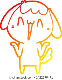 warm gradient line drawing of a cute cartoon dog