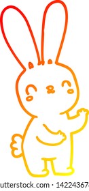 warm gradient line drawing of a cute cartoon rabbit