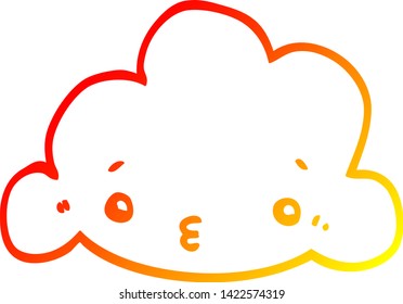warm gradient line drawing of a cute cartoon cloud