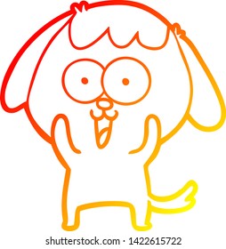 dibujo de línea de gradiente cálido de un perro de dibujos animados lindo