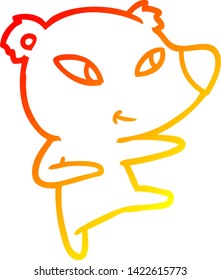 dibujo de línea de gradiente cálido de un oso de dibujos animados lindo