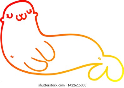 dibujo de línea de gradiente cálido de un sello de dibujos animados lindo
