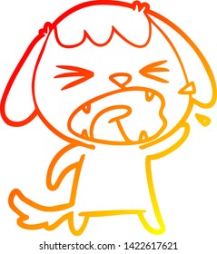 warm gradient line drawing of a cute cartoon dog barking