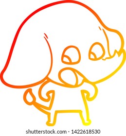 warm gradient line drawing of a cute cartoon elephant