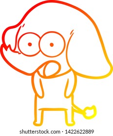 warm gradient line drawing of a cute cartoon elephant