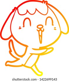 dibujo de línea de gradiente cálido de un perro de dibujos animados lindo