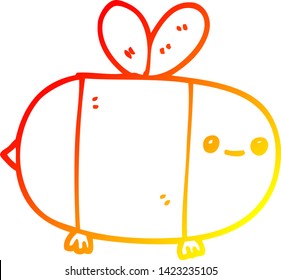 dibujo de línea de degradado cálido de una linda abeja de dibujos animados