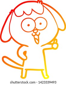 warm gradient line drawing of a cute cartoon dog