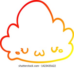 warm gradient line drawing of a cute cartoon cloud
