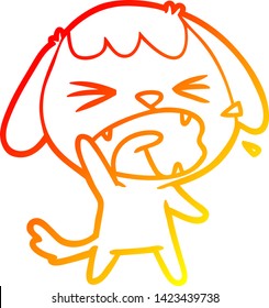 warm gradient line drawing of a cute cartoon dog barking