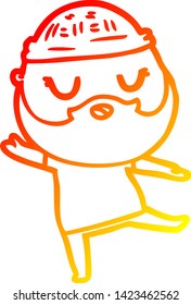 warm gradient line drawing of a cute cartoon man with beard