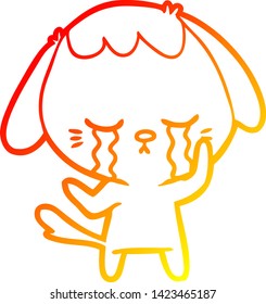 dibujo de línea de gradiente cálido de una tira de cachorro adorable llorando