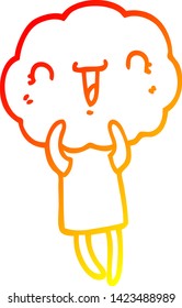 warm gradient line drawing of a cute cartoon cloud head creature