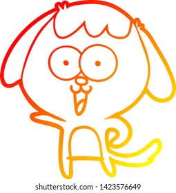 warm gradient line drawing of a cute cartoon dog