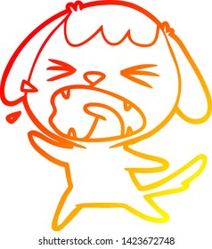 warm gradient line drawing of a cute cartoon dog barking