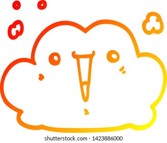 warm gradient line drawing of a cute cartoon cloud