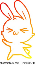 warm gradient line drawing of a cute cartoon rabbit