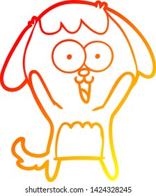 warme Farbverlauf-Linienzeichnung eines süßen Cartoon-Hundes
