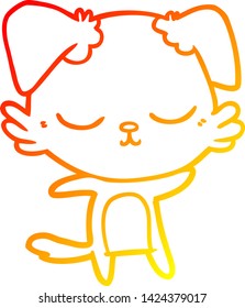 dibujo de línea de gradiente cálido de un perro de dibujos animados lindo