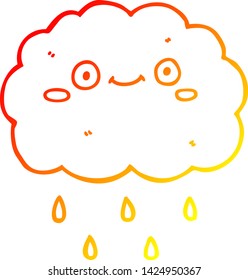 dibujo de línea de degradado cálido de una nube de dibujos animados adorable