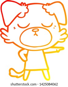 warm gradient line drawing of a cute cartoon dog