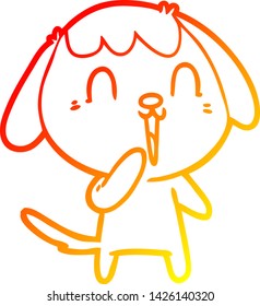 warme Farbverlauf-Linienzeichnung eines süßen Cartoon-Hundes