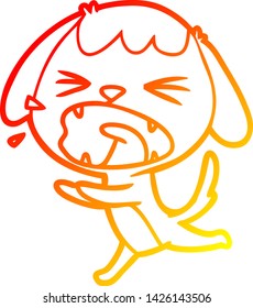 warm gradient line drawing of a cute cartoon dog