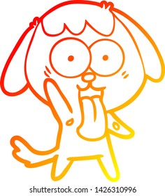 warme Farbverlauf-Linienzeichnung eines süßen Cartoon-Hundes