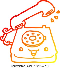 warm gradient line drawing of a cute cartoon telephone