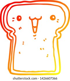 warm gradient line drawing of a cute cartoon toast