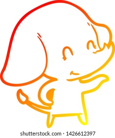 warm gradient line drawing of a cute cartoon elephant