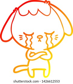 dibujo de línea de gradiente cálido de una tira de cachorro adorable llorando