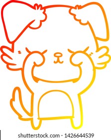 dibujo de línea de gradiente cálido de un perro de dibujos animados lindo