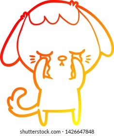 dibujo de línea de gradiente cálido de una tira de cachorro adorable llorando