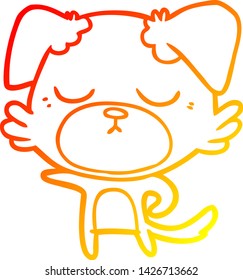 warm gradient line drawing of a cute cartoon dog