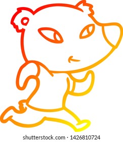 dibujo de línea de gradiente cálido de un oso de dibujos animados lindo