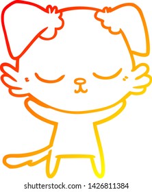 warm gradient line drawing of a cute cartoon dog
