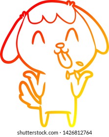 dibujo de línea de gradiente cálido de un perro de dibujos animados lindo