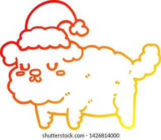 dibujo de línea de degradado cálido de un perro de navidad lindo