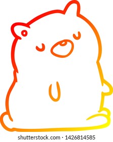 warm gradient line drawing of a cute bear